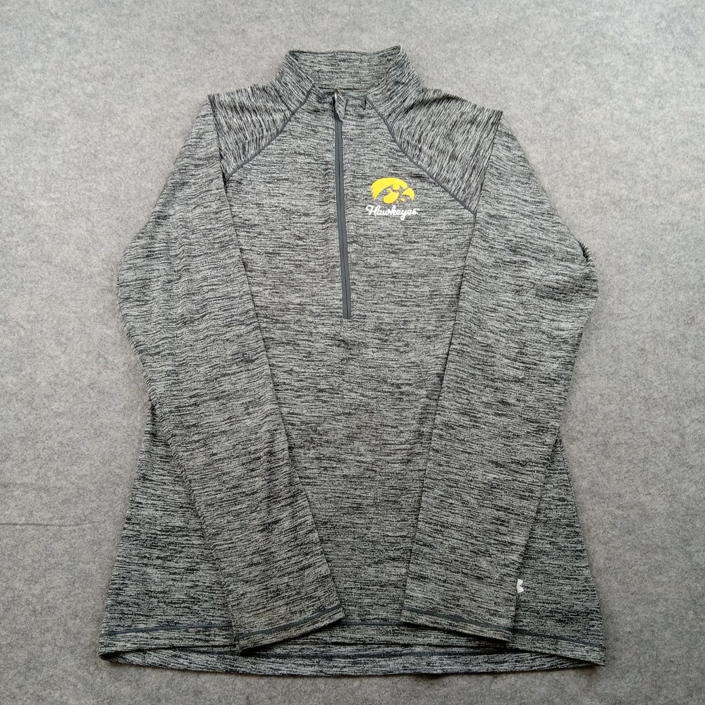 Iowa Hawkeyes Womens Large Quarter Zip Pullover Gray NCAA Under Armour HeatGear
